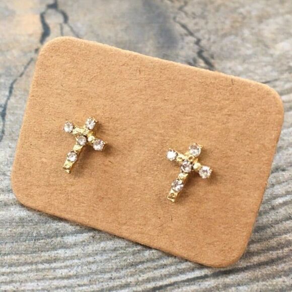 Jewelry - Dainty Minamalist Cross Earrings Gold